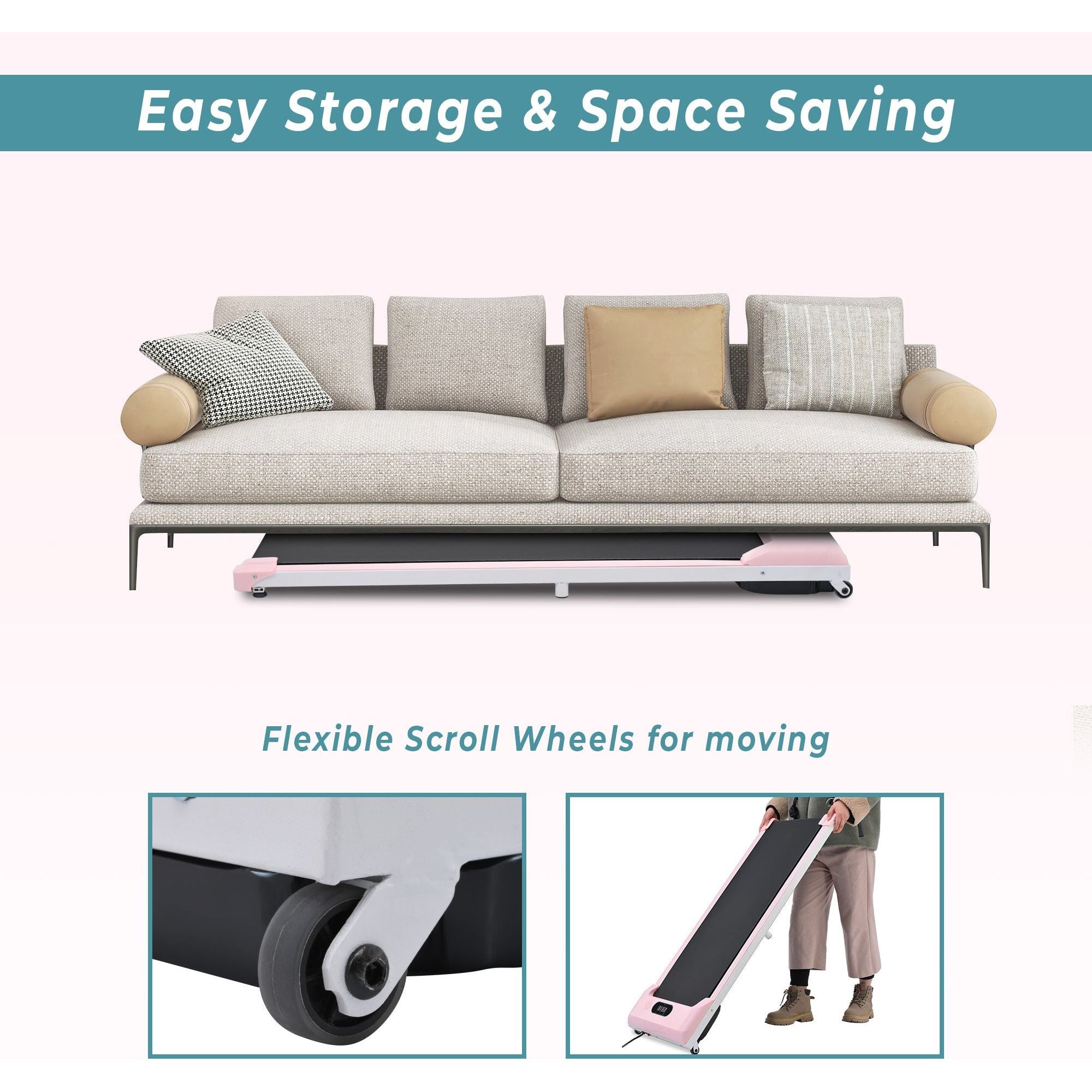 2 in 1 Under Desk Electric Treadmill 2.5HP, Bluetooth APP, Speaker, Remote Control, Display