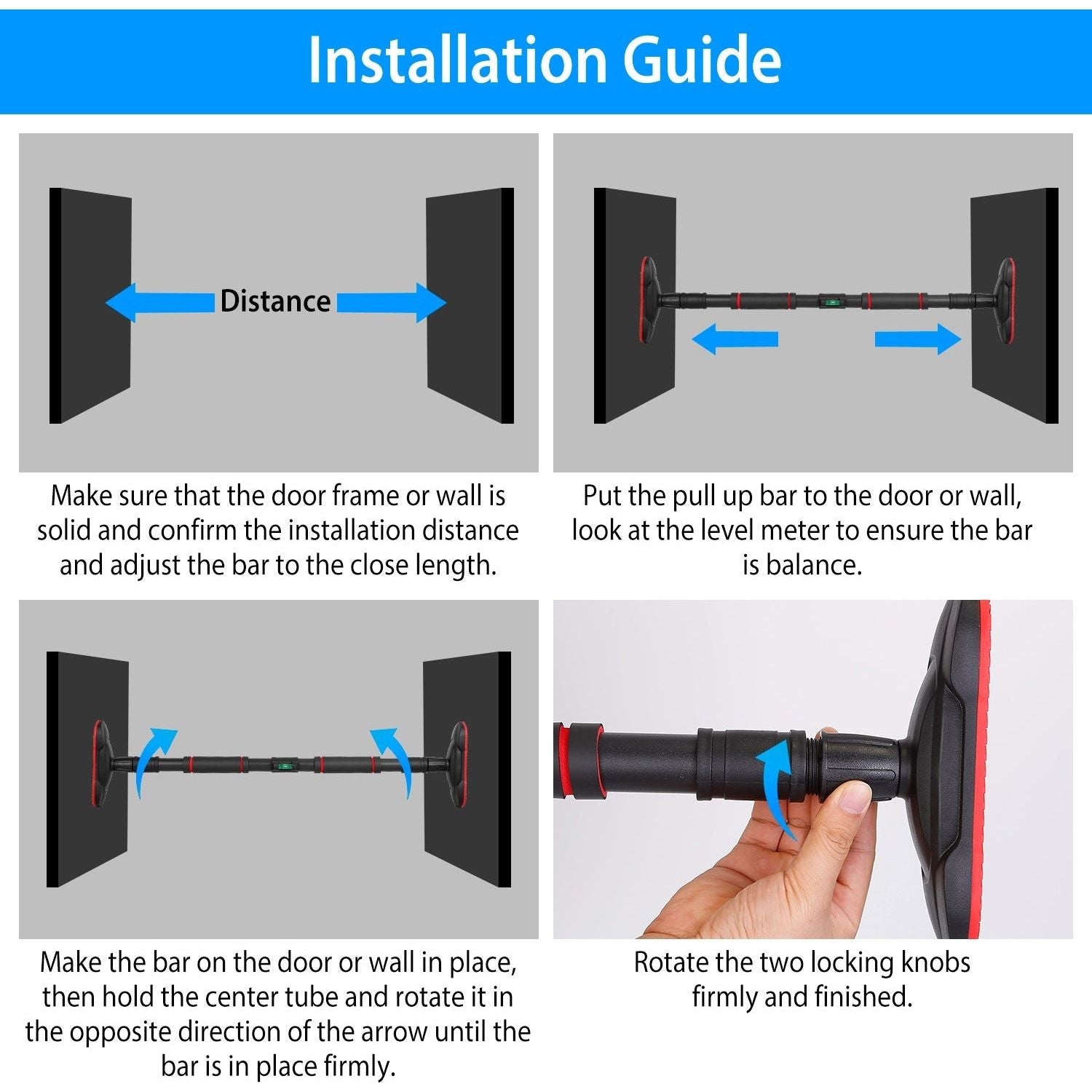 Doorway Pull Up Bar Heavy Duty Body Workout 881LBS Weight Capacity 2.7FT-4.1FT