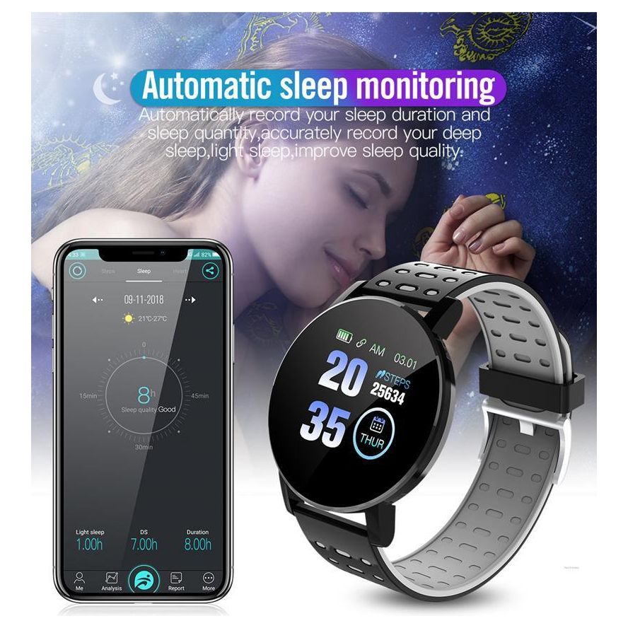 119 Plus Heart Rate Blood Pressure Sports Fitness Smart Watch